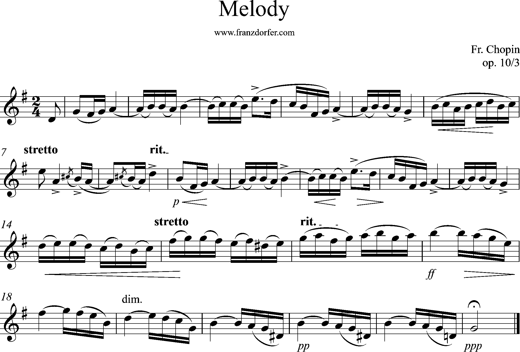 solopart, Melody, op10-3, Chopin, G-Major